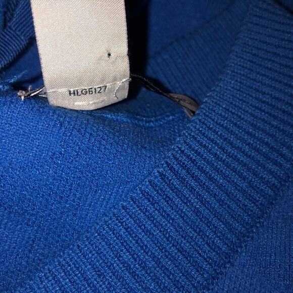 Halogen Academia Preppy Artsy Old Money Periwinkle Back Tie Polka Dot Sweater - Picture 7 of 9